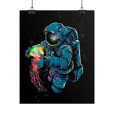 Galactic Dream Astronaut Neon Art Matte Vertical Poster Futuristic Space Wall Art Vibrant Cosmic Print Premium Home Decor for Sci Fi Lovers Creative Studios and Modern Interiors