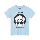 Unisex I Want To Believe Alien T Shirt Vintage UFO Graphic Tee Extraterrestrial Space Themed Sci Fi Paranormal Conspiracy Inspired Streetwear Top