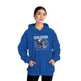 Civilization Eye Of Memory Graphic Unisex Heavy Blend Hooded Sweatshirt Futuristic Visionary Streetwear Abstract Blue Eye Gothic Hoodie