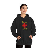 Unisex Deus Vult Hoodie Medieval Crusader Cross Heavy Blend Hooded Sweatshirt Warrior Knight Inspired Vintage Christian Symbol Streetwear
