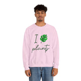 I Love Plants Crewneck Sweatshirt Unisex Heavy Blend Botanical Leaf Eco Friendly Gardening Nature Lover Sustainable Green Living Gift Pullover