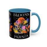 Blooms Person Accent Coffee Mug 11oz 15oz Abstract Floral Head Artistic Colorful Modern Creative Design Black White Ceramic Tea Cup Streetwear Inspired Artistic Fashion Drinkware
