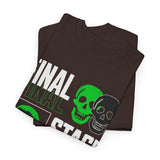 Final Stage Unisex Heavy Cotton Tee Graphic Black T Shirt Skull Neon Green Streetwear Futuristic Cyberpunk Bold Artistic Fashion Outfit