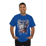 Money Bright Unisex Heavy Cotton Tee Angel Statue Graphic Gothic Streetwear Red Neon Aesthetic Artistic Fashion Statement T Shirt