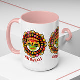 Kathakali Accent Coffee Mug 11oz 15oz Kerala India Classical Dance Art Face Ceramic Cup Cultural Heritage South Indian Folk Design Traditional Festival Gift