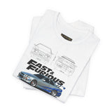 Silver Blue Street Racing Artwork Unisex Heavy Cotton Tee High Performance Inspired Graphic Shirt For Car Lovers And Urban Streetwear Fans