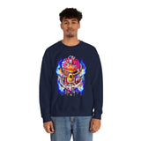 Flaming Pirate Skull Unisex Heavy Blend Crewneck Sweatshirt Fiery Gothic Nautical Streetwear Pullover Skull And Anchor Design For Bikers Artists Gamers And Rebel Souls
