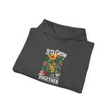 Lets Grow Together Floral Graphic Comfortable Unisex Hoodie Bold Botanical Streetwear Motivational Empowerment Sweatshirt Perfect Gift for Couples Friends Birthdays Cozy Days and Everyday Casual Wear