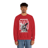 Heavenly Bond Unisex Heavy Blend Crewneck Sweatshirt Graphic Pullover Black Angel And Lion Statue Spiritual Streetwear Bold Futuristic Artistic Fashion Outfit