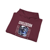 Civilization Eye Of Memory Graphic Unisex Heavy Blend Hooded Sweatshirt Futuristic Visionary Streetwear Abstract Blue Eye Gothic Hoodie