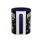 Hermes Accent Coffee Mug 11oz 15oz Black Ceramic Mythology Cup with Greek God Winged Statue Design for History Lovers and Art Enthusiasts