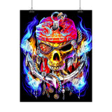 Flaming Pirate Skull Matte Vertical Poster Bold Gothic Nautical Wall Art Fiery Skull And Anchor Design For Dark Fantasy Lovers Metalcore Fans Artists And Biker Decor