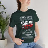 Red High Performance Muscle Coupe Blueprint Unisex Heavy Cotton Tee Retro Car Art Streetwear Gift for Gearheads Daily Wear Car Lovers Apparel