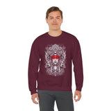 Mystic Warrior Goddess Unisex Sweatshirt Bold Monochrome Tribal Design Sacred Feminine Energy Gothic Art Streetwear Perfect for Festivals Winter Comfort and Everyday Style