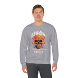 Wildfire Skull Flames Unisex Heavy Blend Crewneck Sweatshirt Gothic Inferno Graphic Bold Streetwear Motivational Statement Pullover