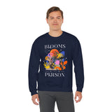 Blooms Person Unisex Heavy Blend Crewneck Sweatshirt Graphic Pullover Black Abstract Colorful Floral Head Artistic Modern Streetwear Creative Futuristic Fashion Outfit