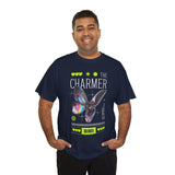 The Charmer Unisex Heavy Cotton Tee Futuristic Butterfly Graphic Streetwear Neon Cyber Aesthetic Artistic Fashion Statement T Shirt