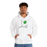 I Love Plants Hoodie Unisex Heavy Blend Sweatshirt Eco Friendly Botanical Leaf Design Gardening Nature Lover Sustainable Green Living Gift Pullover