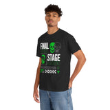 Final Stage Unisex Heavy Cotton Tee Graphic Black T Shirt Skull Neon Green Streetwear Futuristic Cyberpunk Bold Artistic Fashion Outfit