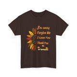 Unisex Ho’oponopono Sunflower T Shirt Healing Affirmation Tee Spiritual Gratitude Mindfulness Inspired Positive Energy Heavy Cotton Graphic Top