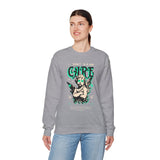 I Don’t Care True Freedom Angel Unisex Heavy Blend Crewneck Sweatshirt Gothic Cherub Graphic Bold Motivational Streetwear Statement Pullover