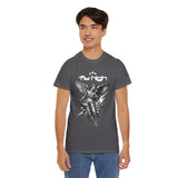 Fly High Angel Design Unisex Heavy Cotton Tee Streetwear Graphic T Shirt Spiritual Guardian Winged Warrior Style