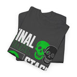 Final Stage Unisex Heavy Cotton Tee Graphic Black T Shirt Skull Neon Green Streetwear Futuristic Cyberpunk Bold Artistic Fashion Outfit