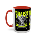 Praise Angel Statue Graphic Ceramic Mug Gothic Spiritual Coffee Tea Cup Bold Streetwear Design
