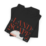 Landscape Unisex Heavy Cotton Tee Graphic T Shirt Black Nature Inspired Abstract Mountain Design Modern Streetwear Outdoor Adventure Artistic Fashion Outfit