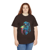 Galactic Dream Astronaut Neon Art Unisex Heavy Cotton Tee Bold Cosmic Streetwear Graphic T Shirt Vibrant Space Design Comfortable Classic Fit Everyday Wear Perfect Gift for Sci Fi Lovers and Creative Minds