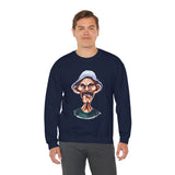 Grumpy Street Legend Sweatshirt Bold Unisex Crewneck Funny Caricature Graphic Design Cozy Retro Urban Style Perfect Gift for Streetwear Fans, Artists, and Humor Lovers