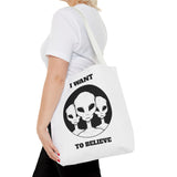 I Want To Believe Alien Tote Bag Sci Fi UFO Extraterrestrial Design Canvas Bag Space Mystery Reusable Eco Friendly Durable Shopping Travel Tote