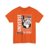 Universe Beyond The Cosmos Unisex Heavy Cotton Tee Graphic Black T Shirt Skeleton Hand Space Infinity Streetwear Futuristic Sci Fi Artistic Fashion Outfit