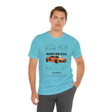 Orange Mid Engine Supercar Blueprint Artwork Unisex Heavy Cotton Tee High Performance Inspired Streetwear Graphic Shirt For Car Enthusiasts And Automotive Art Fans
