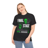 Final Stage Unisex Heavy Cotton Tee Graphic Black T Shirt Skull Neon Green Streetwear Futuristic Cyberpunk Bold Artistic Fashion Outfit