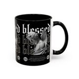 Blessed Angel Statue Graphic Accent Coffee Mug 11oz 15oz Gothic Streetwear Aesthetic Spiritual Artistic Ceramic Drinkware