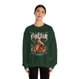 Fighter Resilience Victorious Flame Statue Graphic Unisex Heavy Blend Crewneck Sweatshirt Motivation Streetwear Pullover