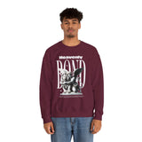 Heavenly Bond Unisex Heavy Blend Crewneck Sweatshirt Graphic Pullover Black Angel And Lion Statue Spiritual Streetwear Bold Futuristic Artistic Fashion Outfit