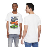 Street Racing Trio JDM Cars Graphic Unisex Heavy Cotton Tee for Drift Fans Performance Lovers and Streetwear Enthusiasts