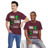 Final Stage Unisex Heavy Cotton Tee Graphic Black T Shirt Skull Neon Green Streetwear Futuristic Cyberpunk Bold Artistic Fashion Outfit