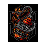 Inferno Spirit Fiery Dragon Whiskey Bottle Matte Vertical Poster Bold Bar Wall Art Gothic Biker Decor Streetwear Aesthetic Tattoo Flame Design Symbol of Rebellion Passion and Energy