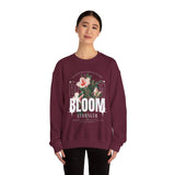 Bloom Stronger Floral Graphic Crewneck Comfortable Unisex Sweatshirt Motivational Streetwear Inspirational Empowerment Design for Self Growth Resilience Perfect Gift for Friends Birthdays Cozy Days...