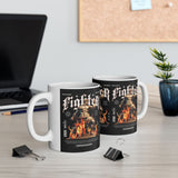 Fighter Resilience Victorious Flame Statue Graphic Ceramic Mug Unisex Motivational Coffee Tea Cup Streetwear Inspired Drinkware