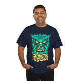 The Watcher Owl All Seeing Wisdom Unisex Heavy Cotton Tee Futuristic Mystic Streetwear T Shirt With Geometric Owl Symbol Neon Glow Artistic Design For Thinkers Visionaries And Night Owls