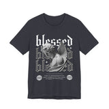Blessed Angel Statue Graphic Unisex Jersey Short Sleeve Tee Gothic Streetwear Aesthetic Spiritual Bold Artistic Fashion T Shirt