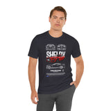 Shelby Red High Performance Muscle Coupe Blueprint Unisex Heavy Cotton Tee Retro Car Art Streetwear Gift for Gearheads Daily Wear Car Lovers Apparel