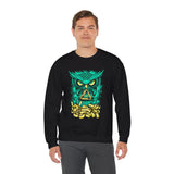The Watcher Owl All Seeing Wisdom Unisex Heavy Blend Crewneck Sweatshirt Neon Mystic Streetwear Sweatshirt With Geometric Owl Symbol Futuristic Glow Design For Visionaries Creators And Spiritual...