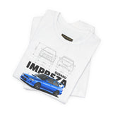 Blue Rally Inspired Performance Sedan Artwork Unisex Heavy Cotton Tee High Speed Streetwear Graphic Shirt For Car Enthusiasts And Automotive Art Lovers