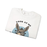 Look At Me I Wish You Good Luck Funny Donkey Unisex Sweatshirt Hilarious Cartoon Graphic Pullover Positive Vibes Humor Design Cozy Casual Wear Gift Idea