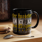 Hustler Original Money Maker Accent Coffee Mug 11oz 15oz Streetwear Bold Dollar Bill Graphic Motivational Entrepreneur Ceramic Cup